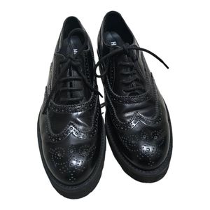 Hogan women's Oxford derby shoes size 36.5 Italy Brogues Black Leather